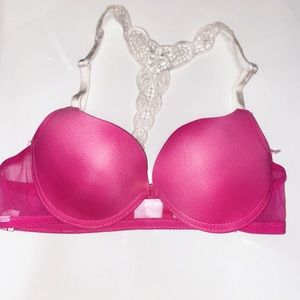 Pink & white push-up bra